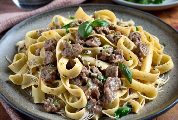 Creamy Ground Beef Alfredo Pasta Recipe