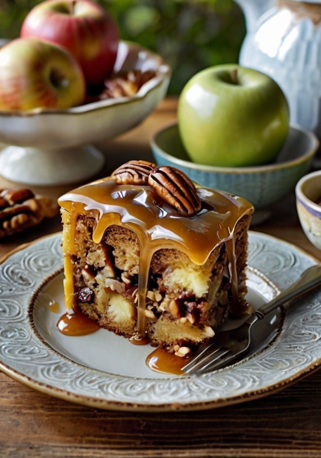 Apple Pecan Cake With Caramel Glaze Recipe