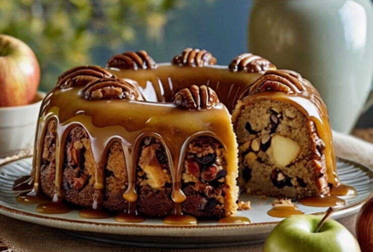 Apple Pecan Cake With Caramel Glaze Recipe