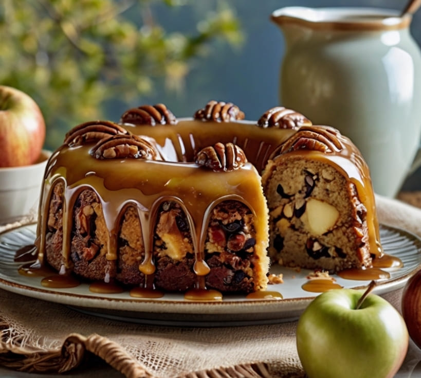Apple Pecan Cake With Caramel Glaze Recipe