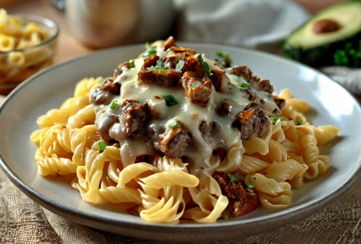 Loaded Beef Cheeseburger Alfredo Pasta Recipe